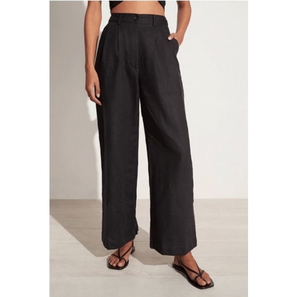 Minimalist Tailored Linen Wide Leg Pant 6 Anthropologie Faithful The Brand NWT - Picture 2 of 13
